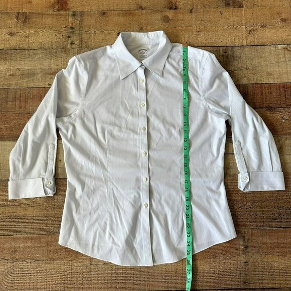 Brooks Brothers Women's Fitted Non-Iron Stretch Shirt Size 12  White Blue Stripe - Picture 6 of 9